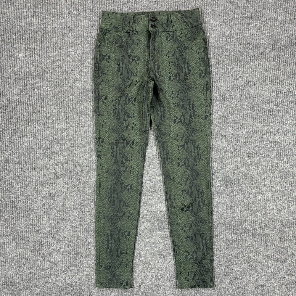 Seven7 Womens Size 10 High Rise Curvy Legging Pants Green Snakeskin Skinny